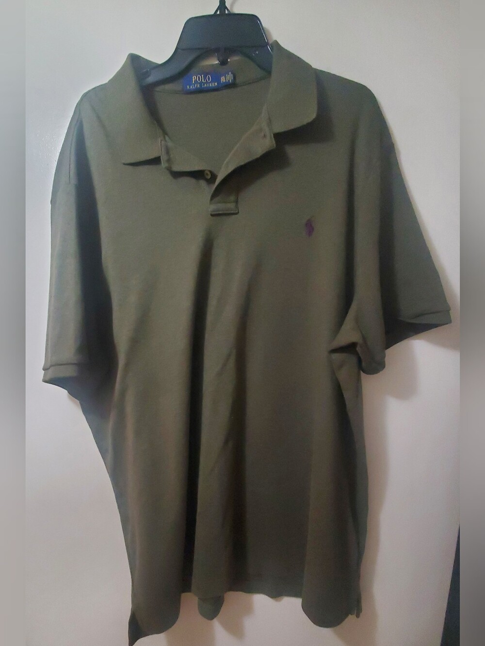 Polo by Ralph Lauren Olive Green Polo with Purple Logo Men Size XXL